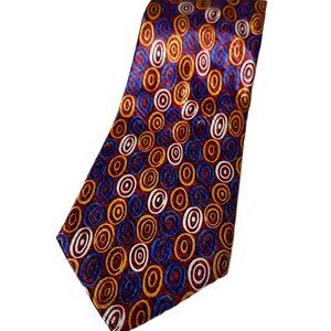 NWT Massimo Ferre Italian Silk Men's Tie – Retro Concentric Oval Print